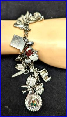 Vintage Sterling Silver Loaded Unique Charm Bracelet Holiday Money Car Shoe Etc Vintage Sterling Silver Loaded Unique Charm Bracelet Holiday Money Car Shoe Etc