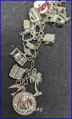 Vintage Sterling Silver Loaded Unique Charm Bracelet Holiday Money Car Shoe Etc Vintage Sterling Silver Loaded Unique Charm Bracelet Holiday Money Car Shoe Etc