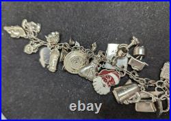 Vintage Sterling Silver Loaded Unique Charm Bracelet Holiday Money Car Shoe Etc Vintage Sterling Silver Loaded Unique Charm Bracelet Holiday Money Car Shoe Etc