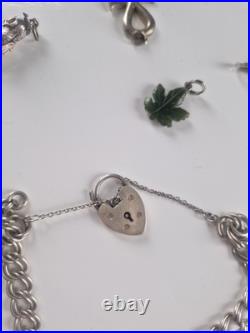 Vintage Sterling Silver Love Heart Charm Braclet With Charms