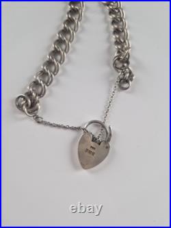 Vintage Sterling Silver Love Heart Charm Braclet With Charms