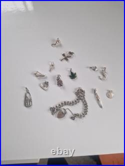 Vintage Sterling Silver Love Heart Charm Braclet With Charms