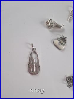 Vintage Sterling Silver Love Heart Charm Braclet With Charms