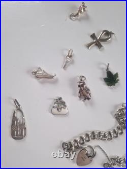 Vintage Sterling Silver Love Heart Charm Braclet With Charms