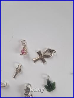 Vintage Sterling Silver Love Heart Charm Braclet With Charms