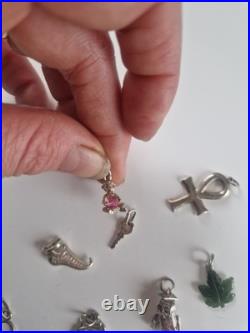 Vintage Sterling Silver Love Heart Charm Braclet With Charms