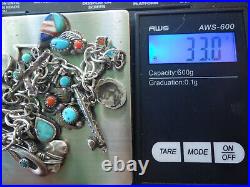 Vintage Sterling Silver Navajo Indian Charm Bracelet With 18 Fine Native Charms