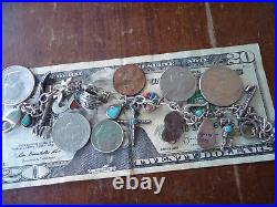 Vintage Sterling Silver Navajo Indian Charm Bracelet With 18 Fine Native Charms