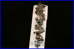 Vintage Sterling Silver Opening Moving Articulated 1940s 48 Charm Bracelet 69.6G