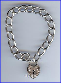 Vintage Sterling Silver Padlock Heart Starter Charm Bracelet