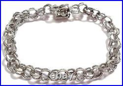 Vintage Sterling Silver Starter Charm Bracelet Double Link Signed 6 7/8