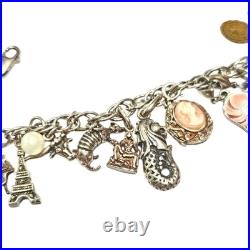 Vintage Sterling Silver Traveler's Charm Bracelet, 7.5, 17 Sterling Charms Vintage Sterling Silver Traveler's Charm Bracelet, 7.5, 17 Sterling Charms