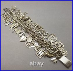 Vintage Sterling Silver Twin Strand Charm Bracelet Polish Hallmark 20cm 8 99.4g