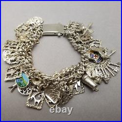 Vintage Sterling Silver Twin Strand Charm Bracelet Polish Hallmark 20cm 8 99.4g