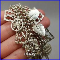 Vintage Sterling Silver Twin Strand Charm Bracelet Polish Hallmark 20cm 8 99.4g