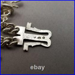 Vintage Sterling Silver Twin Strand Charm Bracelet Polish Hallmark 20cm 8 99.4g