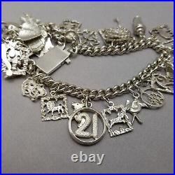 Vintage Sterling Silver Twin Strand Charm Bracelet Polish Hallmark 20cm 8 99.4g