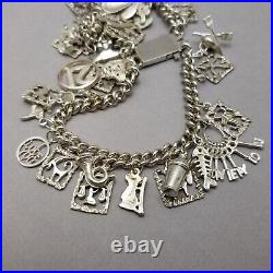 Vintage Sterling Silver Twin Strand Charm Bracelet Polish Hallmark 20cm 8 99.4g