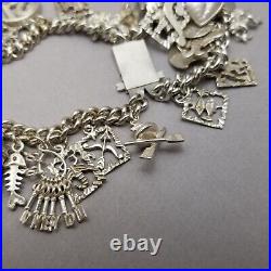 Vintage Sterling Silver Twin Strand Charm Bracelet Polish Hallmark 20cm 8 99.4g