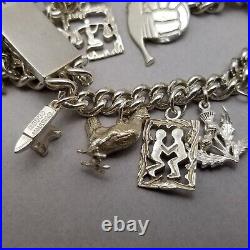 Vintage Sterling Silver Twin Strand Charm Bracelet Polish Hallmark 20cm 8 99.4g