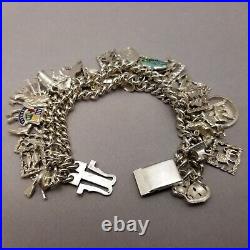 Vintage Sterling Silver Twin Strand Charm Bracelet Polish Hallmark 20cm 8 99.4g