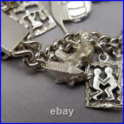 Vintage Sterling Silver Twin Strand Charm Bracelet Polish Hallmark 20cm 8 99.4g