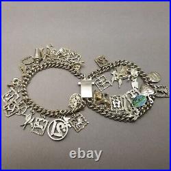 Vintage Sterling Silver Twin Strand Charm Bracelet Polish Hallmark 20cm 8 99.4g