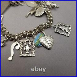 Vintage Sterling Silver Twin Strand Charm Bracelet Polish Hallmark 20cm 8 99.4g