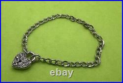 Vintage Sterling Silver Walter Lampl Heart Padlock Charm Bracelet 7