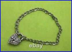 Vintage Sterling Silver Walter Lampl Heart Padlock Charm Bracelet 7