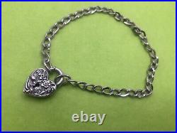 Vintage Sterling Silver Walter Lampl Heart Padlock Charm Bracelet 7