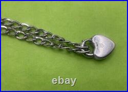 Vintage Sterling Silver Walter Lampl Heart Padlock Charm Bracelet 7