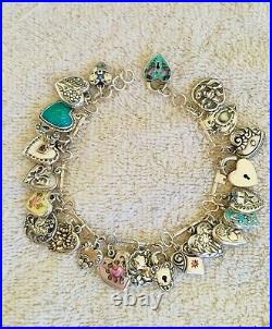 Vintage Sterling Silver Walter Lampl Puffy Heart Key Link Charm Bracelet