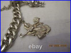 Vintage Sterling silver Cuban Link charm bracelet 1 Asian charms, 8 70gm