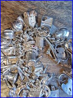 Vintage Stunning Sterling Silver Charm Bracelet HEAVY 136g Concorde 50+ Charms