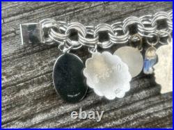 Vintage TC Sterling Silver Triple Link Charm Bracelet 15 Charms Stein Florida +