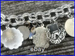 Vintage TC Sterling Silver Triple Link Charm Bracelet 15 Charms Stein Florida +