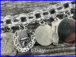 Vintage TC Sterling Silver Triple Link Charm Bracelet 15 Charms Stein Florida +