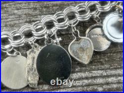 Vintage TC Sterling Silver Triple Link Charm Bracelet 15 Charms Stein Florida +
