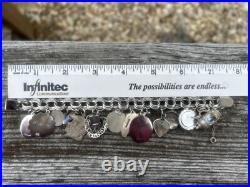 Vintage TC Sterling Silver Triple Link Charm Bracelet 15 Charms Stein Florida +