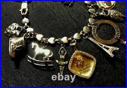 Vintage Tiffany & Co Heart Line Sterling Silver Charm Bracelet & 16 Charms, 7.25