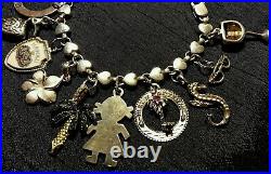 Vintage Tiffany & Co Heart Line Sterling Silver Charm Bracelet & 16 Charms, 7.25