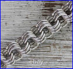 Vintage Triple Figure 8 Sterling Silver 925 7.75 Charm Bracelet Thick Heavy