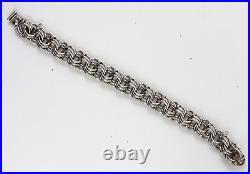 Vintage Triple Figure 8 Sterling Silver 925 7.75 Charm Bracelet Thick Heavy