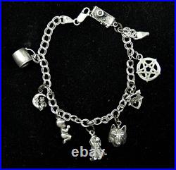 Vintage Unique Hand Made Silver Charm Bracelet 28grams