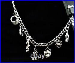 Vintage Unique Hand Made Silver Charm Bracelet 28grams