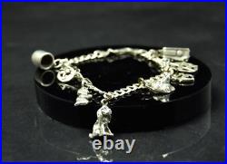 Vintage Unique Hand Made Silver Charm Bracelet 28grams