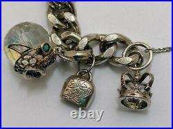 Vintage Very Heavy Sterling Silver Charm Bracelet With Charms 90.2g