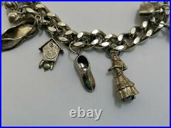 Vintage Very Heavy Sterling Silver Charm Bracelet With Charms 90.2g