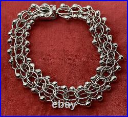 Vintage c. 1950s Sterling Silver Charm Bracelet 925 Empty 7.5 Air flex 17 Grams